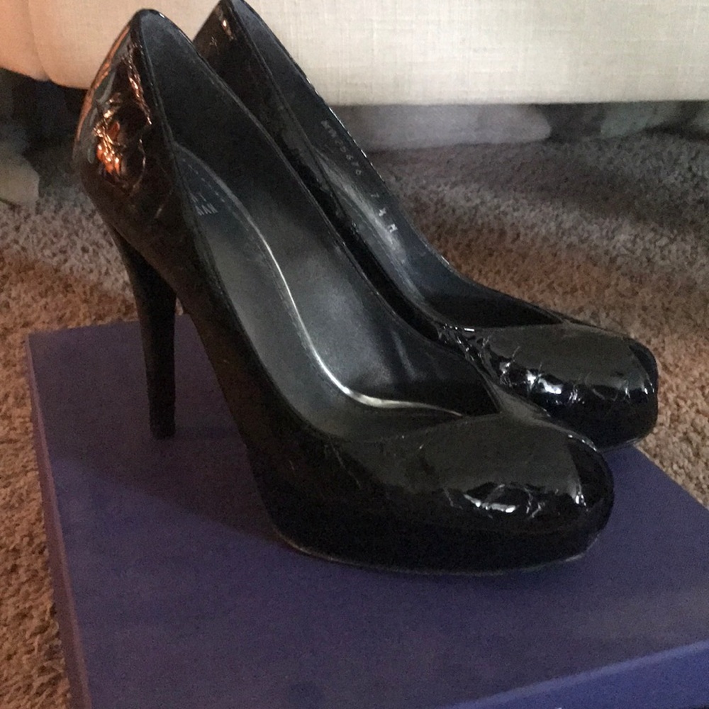 Stuart Weitzman Black croco pumps 7.5